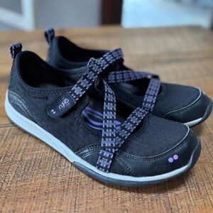 Ryka Womens Kailee Mary Jane Black Purple Sneakers Velcro Strap Size 9M
